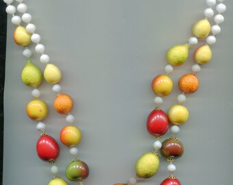 Handmade double row necklace "Summer fruits"