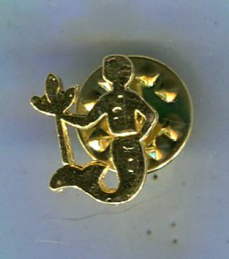 80s Vintage Pin Zodiac Sign Aquarius oro 14 x 10 mm imagen 2