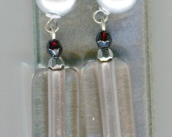 Pendientes de perlas hechos a mano cristal + plata