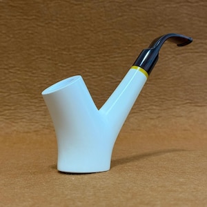 Meerschaum Pipe, Estate Smoking Pipe, Hand Carved Cherryhood Acrylic Stem, Collectible Vintage Art, Gift for Pipe Enthusiasts