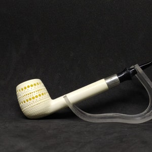 Billard Meerschaum Pipe Long Shank Silver Spigot Stem