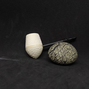 Hand Carved Meerschaum Pipe Custom Design Carbon Fiber Shank Unique Collectible for Pipe Lovers and Art Enthusiasts