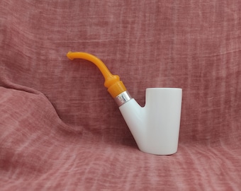 Poker Meerschaum Pipe Acrylic Stem with Fitted Case