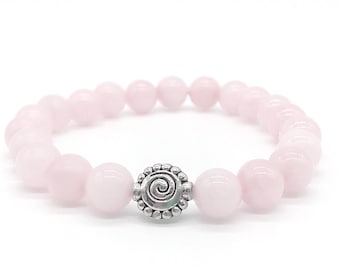 Rose Quartz Beaded Gemstone Bracelet: Boho Crystal Jewelry
