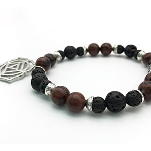 Root Chakra Mahogany Obsidian Essential Oil Diffuser Gemstone beaded stackable bracelet gift for her, boho jewelry, healing bracelet, chakra