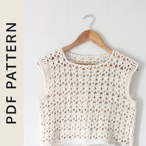 Crochet Crop Top Pattern, Easy Crochet Top Pattern, Crochet Pattern, Summer Crochet Lace Crop Top SIZE SMALL ONLY