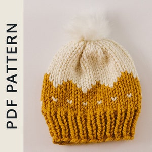 Knitting Pattern, Chunky Beanie Knitting Pattern, Hat Knitting Pattern, Colorwork Hat