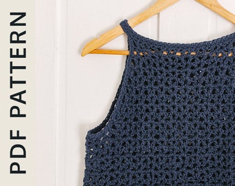 Easy Crochet Lace Crop Top Pattern, Summer Sleeveless Top (PDF File)