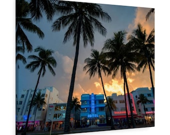 Canvas Wrap:  Ocean Drive in South Beach Miami at Sunset