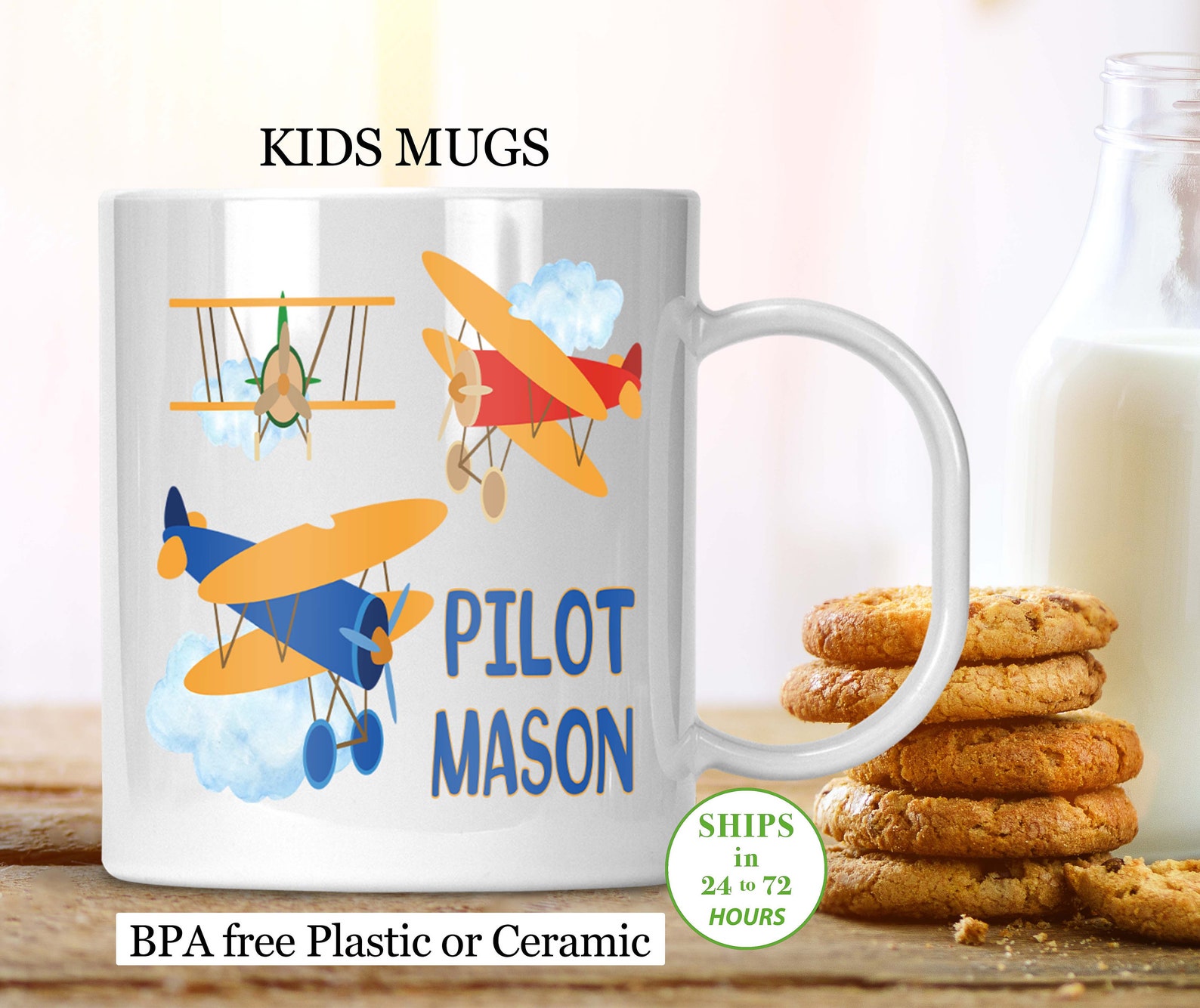 Personalized Plane Mug Kids Pilot Mug Childs Pilot Cup Etsy