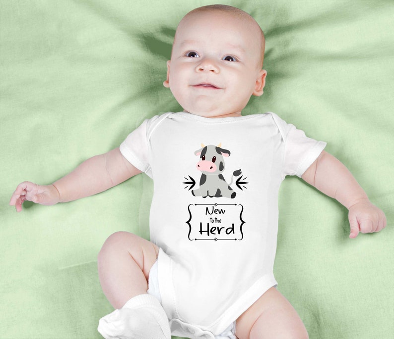 Farm Onesie® Cow Gift New to the Herd Baby Boy Onesie® Etsy UK