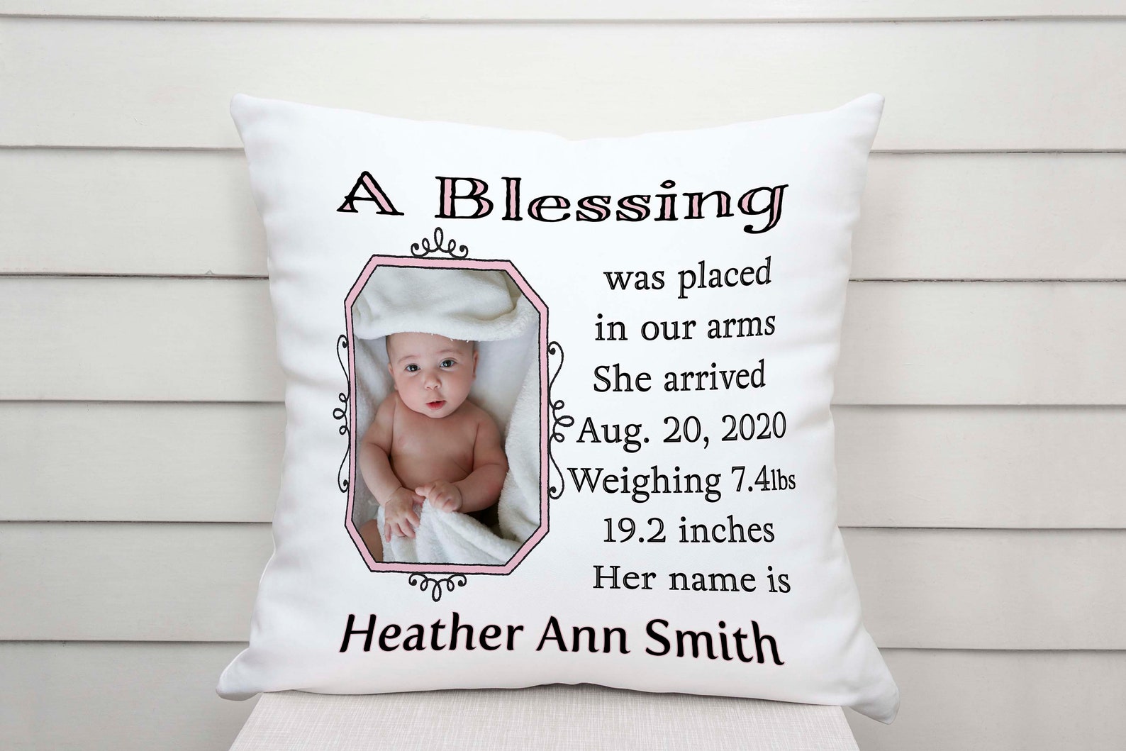 Personalized Baby Girl Photo Pillow Custom Baby Girl Pillow Etsy