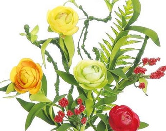 Ranunculus & wild berry pick, 16” floral berry spray, PM2780