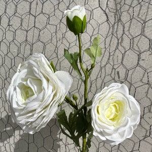 25” white real touch ranunculus stem, floral stems, white floral stem, 16412A-WH