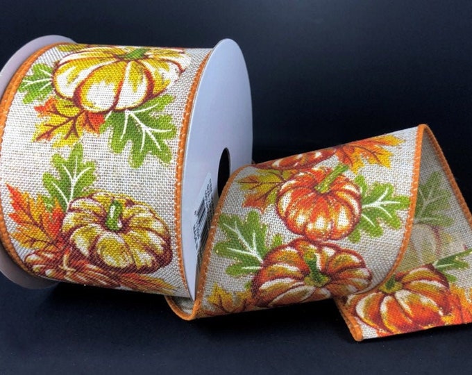 Unwired Fall Ribbon 2.5” X 10 Yard Wired Fall Pumpkin Ribbon, 61002-40-31 - Etsy