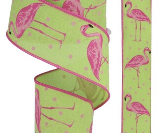 Pink 1.5 Glitter Flamingo Ribbon 10 Yards