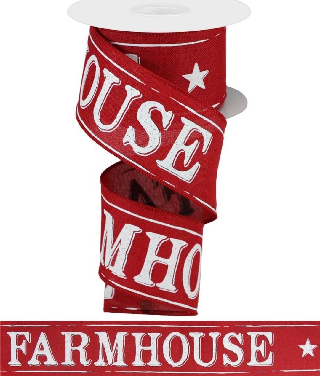 Rustic Barn Ribbon 2.5” X 10 Yard Wired Farmhouse on Red Royal Burlap Ribbon, RG01949Y6 - Etsy