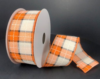Cinta a cuadros otoñales con alambre de 1,5” x 10 yardas, 51013-09-18