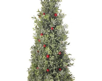 18” frosted berry boxwood cone tree, small Christmas tree, decorative tabletop tree, MTX69942
