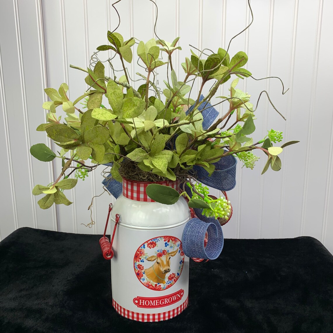 Farmhouse Centerpiece Rustic Milk Jug Arrangement Cow Etsy
