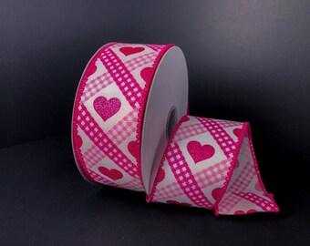 2.5” X 10 Yard Wired Valentine Love Ribbon, Valentine Ribbon