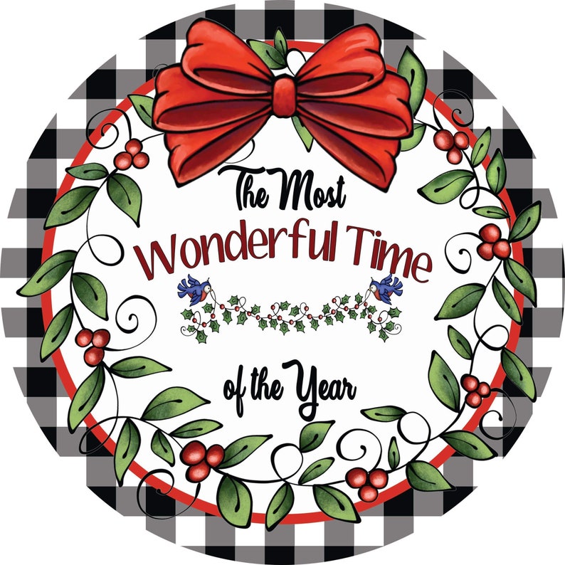 Christmas Wreath Sign Metal Wreath Sign 8 Inch Round Sign Etsy