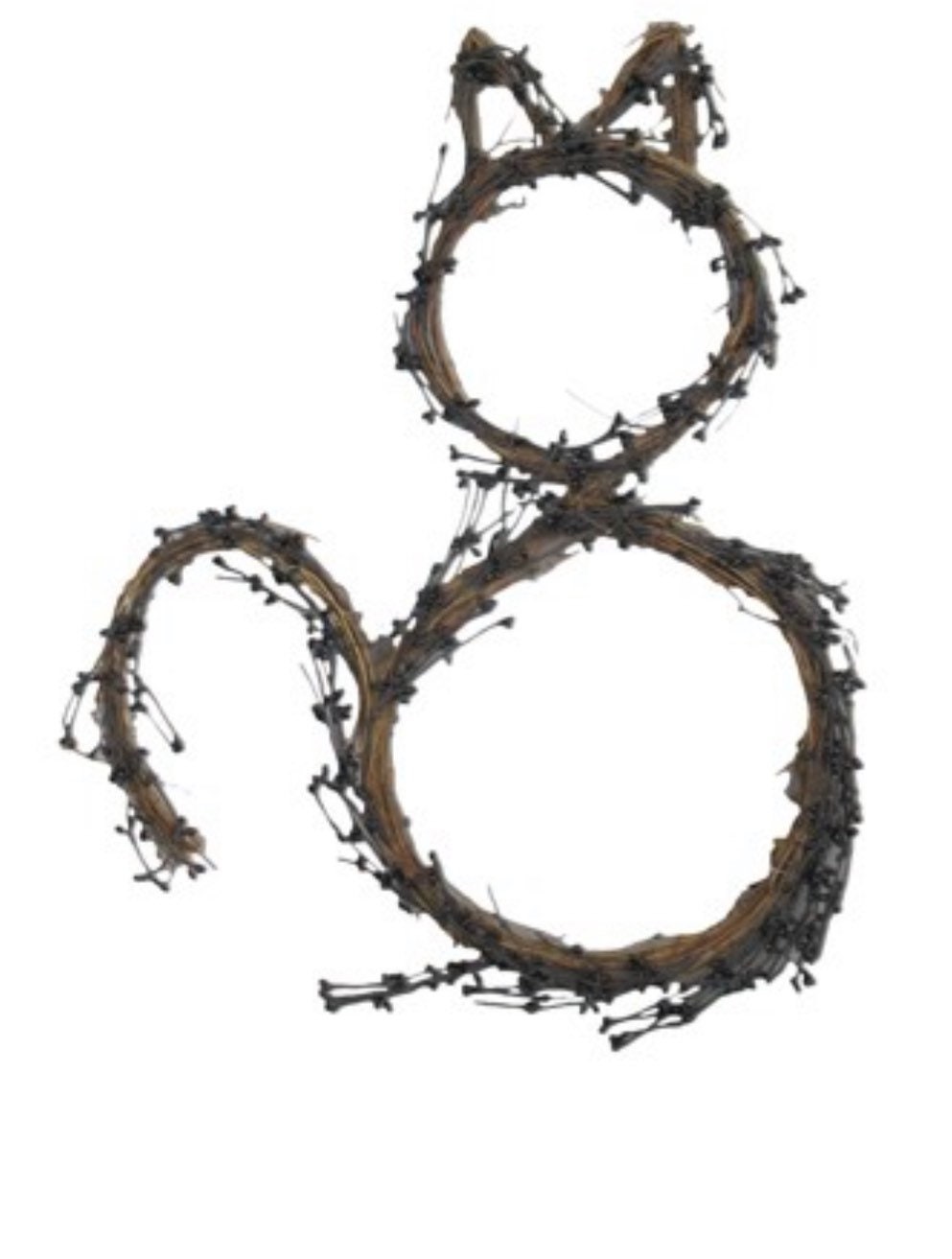 26 Handcrafted Grapevine Cat With Black Beaded Twigs Black Etsy