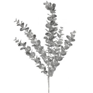 24” silver glitter eucalyptus bush, glitter/sequin eucalyptus spray, MTX68063