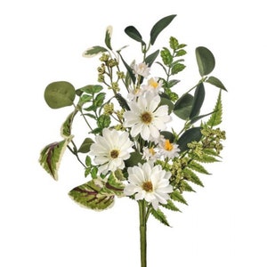 K&ouml;nnte beinhalten: Ein Strau&szlig; wei&szlig;er G&auml;nsebl&uuml;mchen mit gr&uuml;nen Bl&auml;ttern und Stielen. Die Bl&uuml;ten haben gelbe Zentren und sind in einer Traube angeordnet.