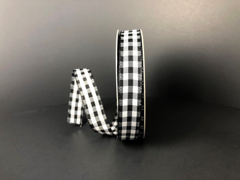 5/8 X 10 Yard Wired Black and White Check Ribbon Roll 5/8 - Etsy