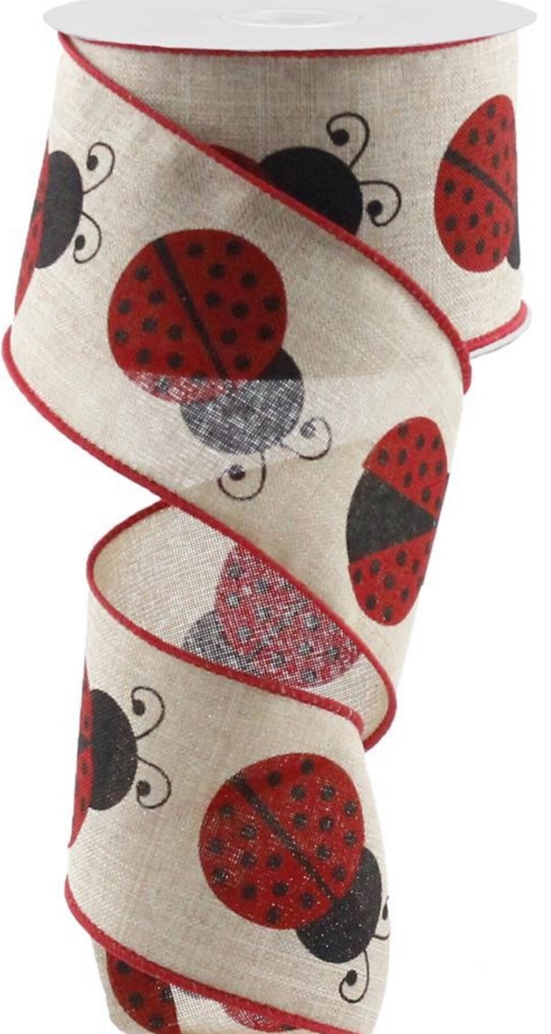 2.5” X 10 Yard Wired Lady Bug Ribbon on Tan Royal Burlap, RG0166218 - Etsy