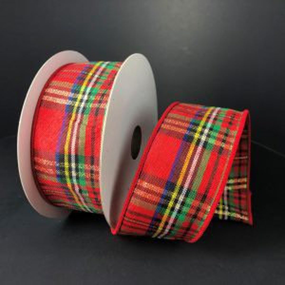 1.5” X 10 YD Wired Christmas Tartan Plaid Ribbon, X660609-02