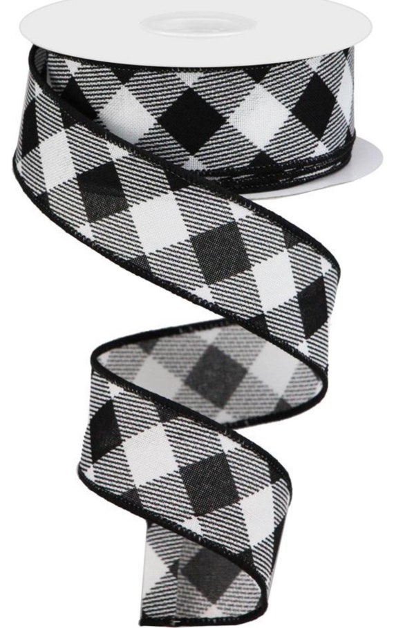 Sewing & Needlecraft 1.5” x 10 yard wired black and white diagonal ...