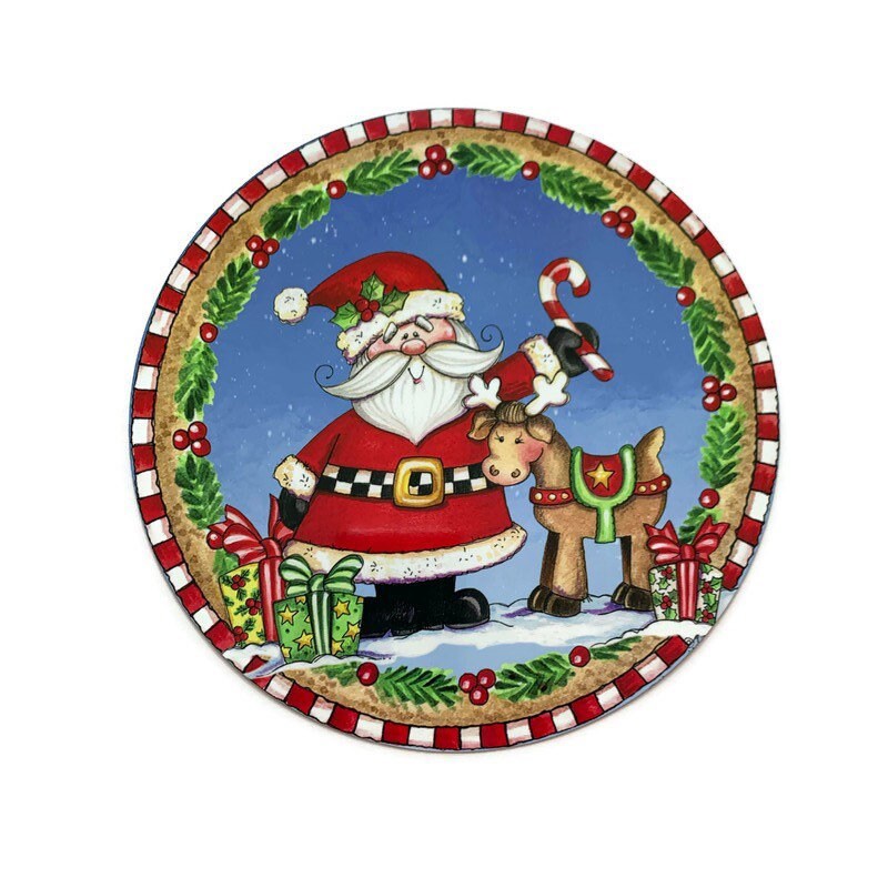 wreath attachment metal wreath sign gingerbread Christmas gingerbread wreath sign buffalo plaid wreath embellishment 8 inch round sign