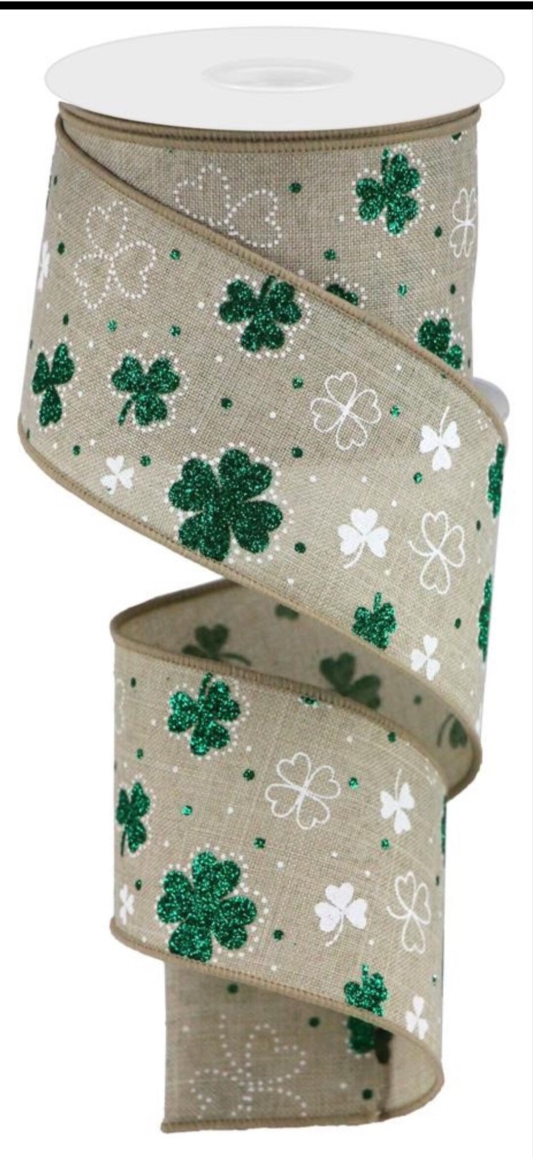 2.5 X 10 YD Wired St Patricks Day Ribbon Roll, Shamrock Ribbon ...