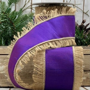 4&quot; x 5yds Wired dupion jute edge, purple d. Stevens ribbon, d.Stevens, 87-0788