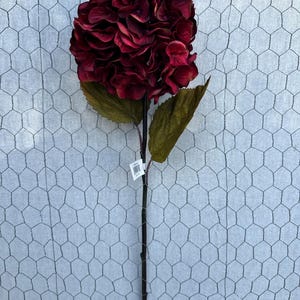 30 Inch Burgundy Hydrangea Two Leaf Stem, 41369A-BU