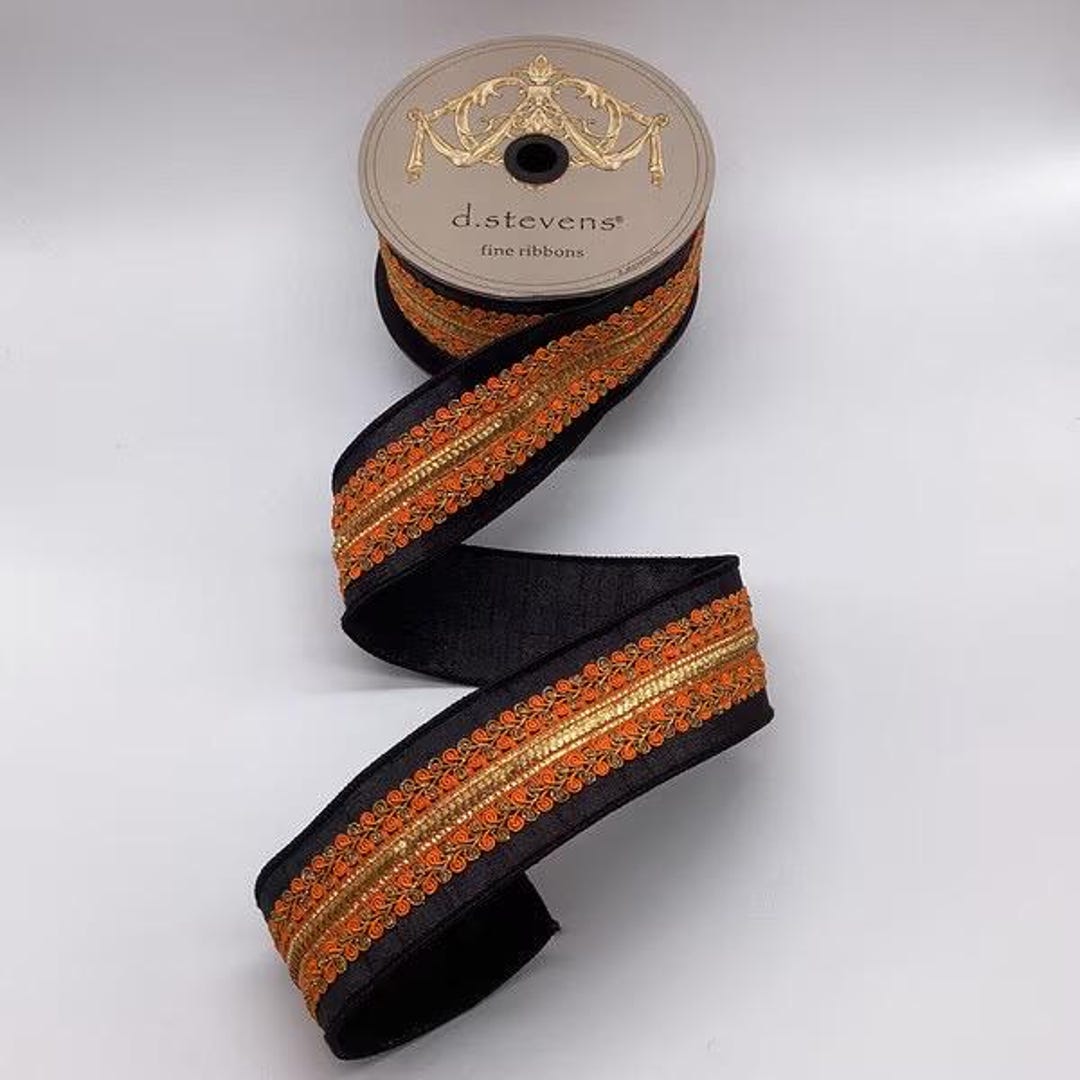 2.5” X 10 Yard Wired Metallic Dupion D.stevens Ribbon, Fall D. Stevens ...