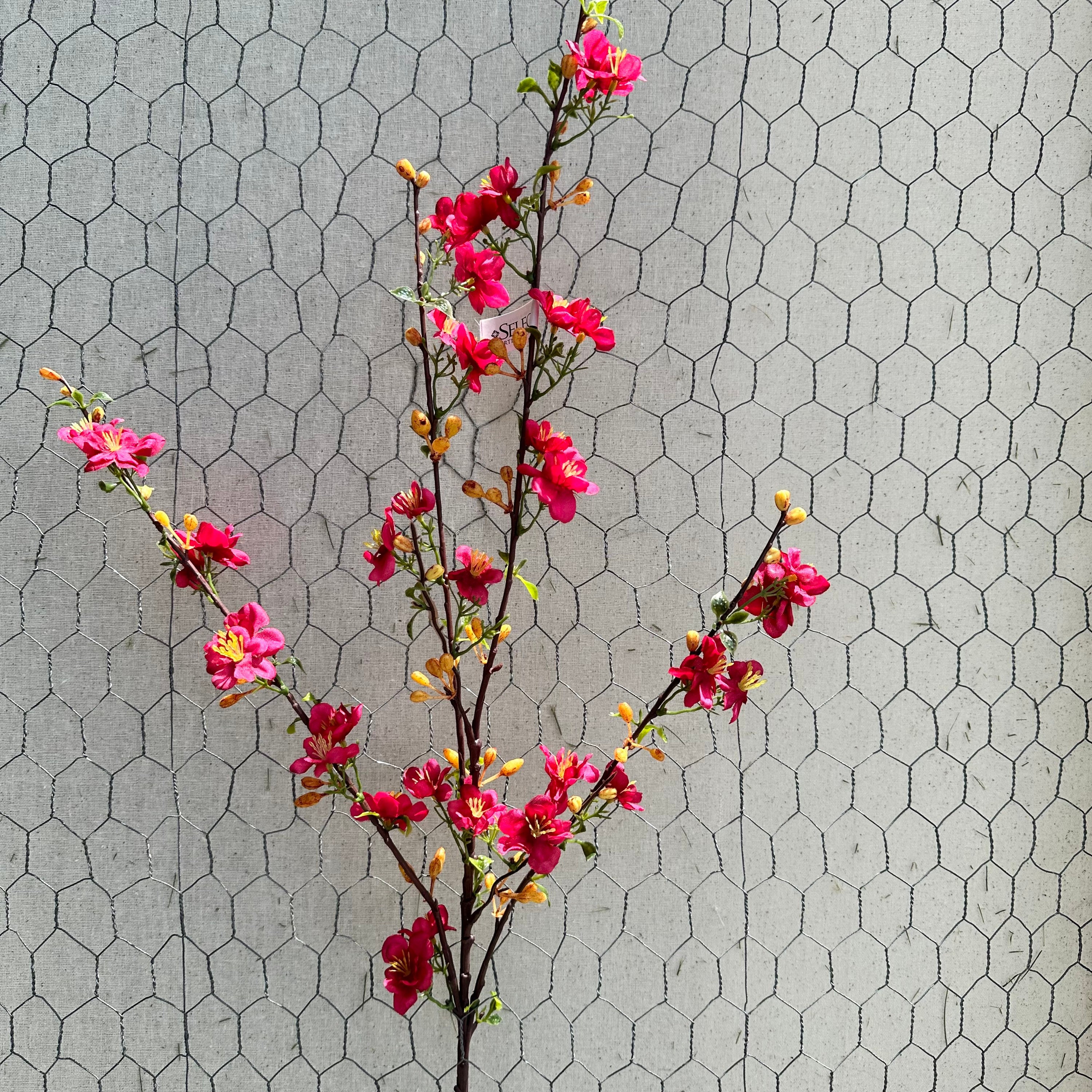 Pink Cherry Blossom Branch, 33” Bright Pink Mini Cherry Blossom