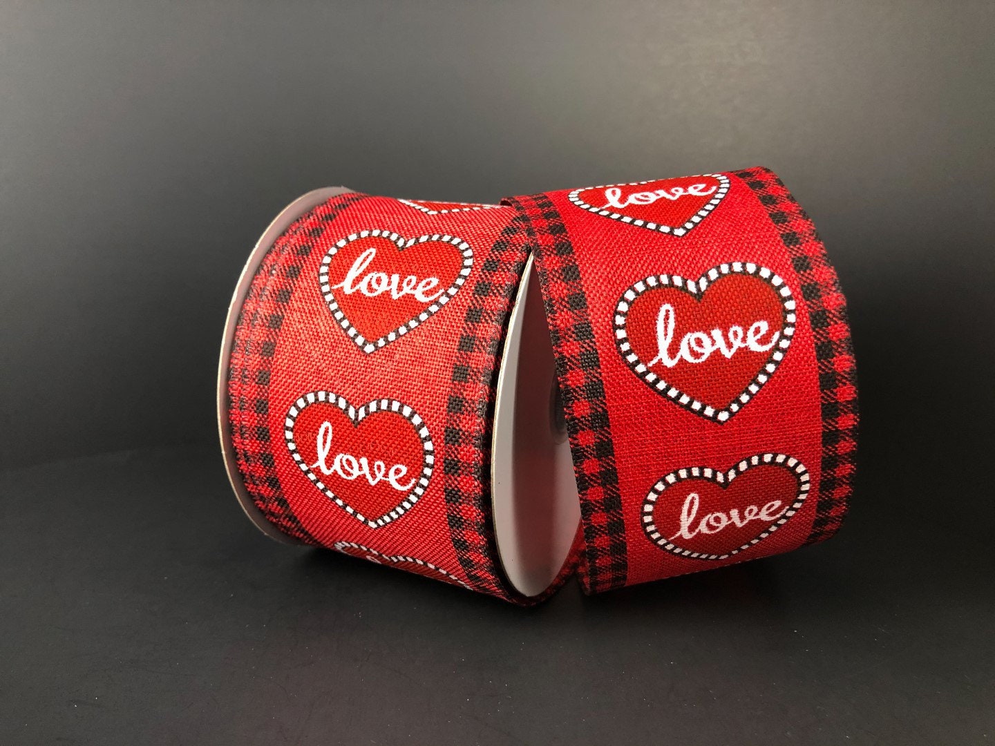2.5” X 10 Yard Wired Valentine Love Ribbon, Valentine Ribbon