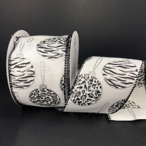 2.5” x 10 YD wired leopard print ornaments ribbon, animal print ornaments ribbon, 72111-40-01