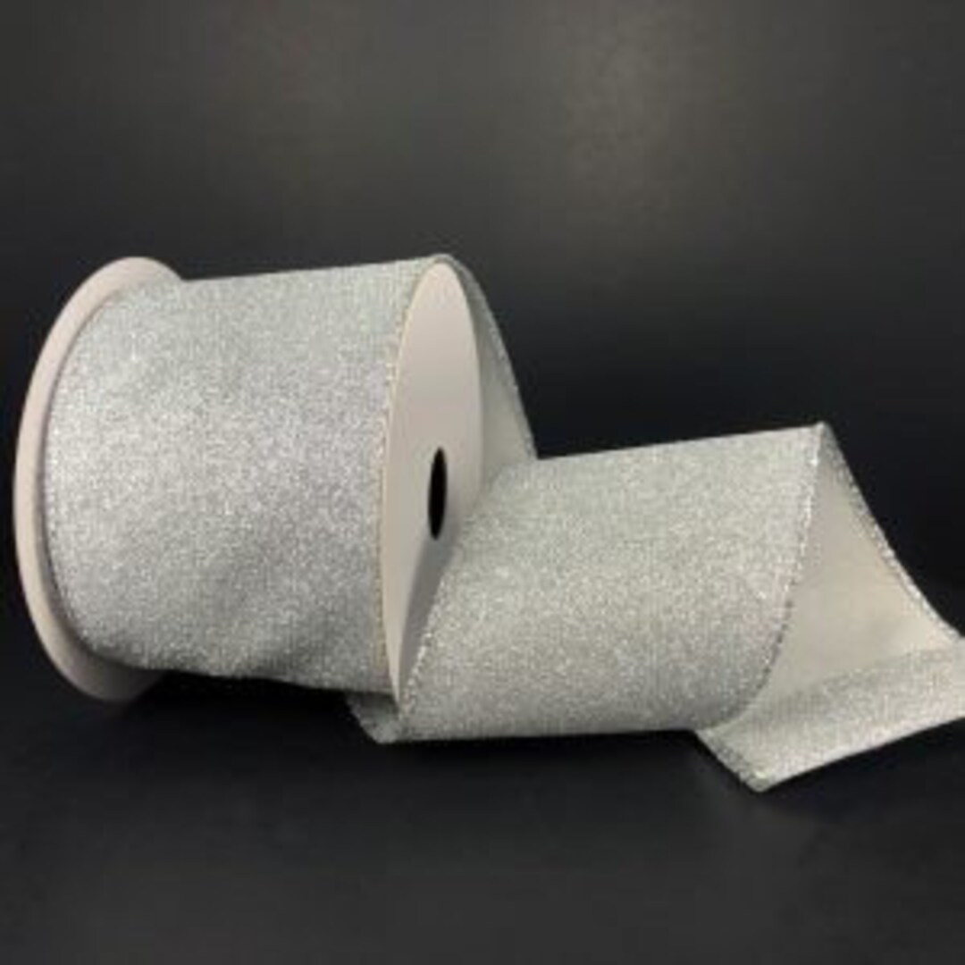Efo Ribbon 2.5” X 10 YD Wired Silver Glitter Ribbon, X820640-16 - Etsy