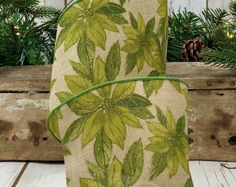 4” X 10 Yard Holiday Poinsettia Wired Ribbon, Christmas D. Stevens