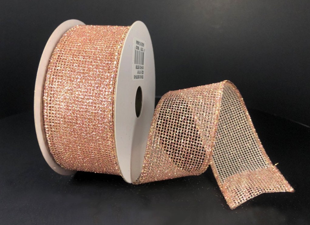 1.5 Rose Pink Glitter Ribbon 3yd 