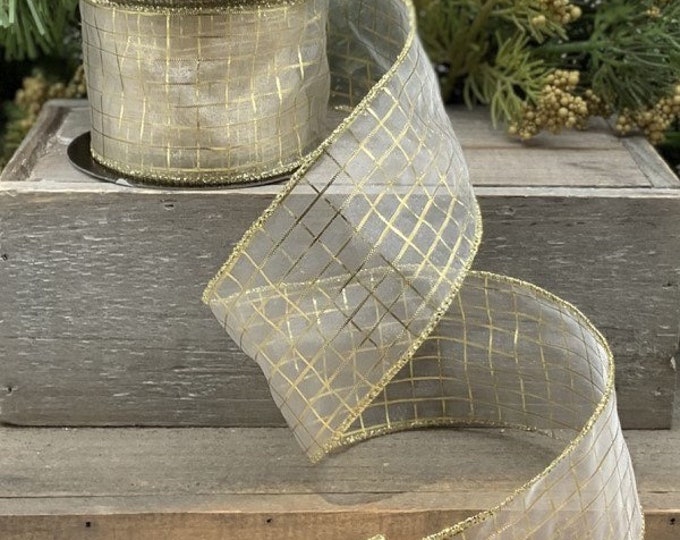 2.5” X 10 Yard Wired Sheer Gold Window Pane, Champagne, D.stevens ...