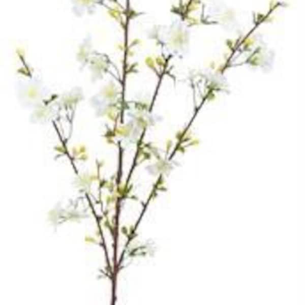 Cream cherry blossom branch, 33” cream mini cherry blossom, spring floral pick, mini cherry blossom and bud spray, 4658-CR