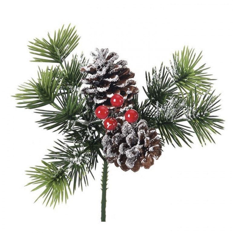 Waterproof Red Berry Winter Spray Faux Holiday Christmas Stem - 16