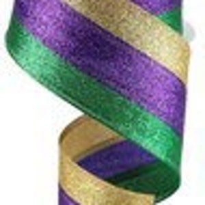 2.5 Mardi Gras Pattern Ribbon: Purple (10 Yards) RGE124423