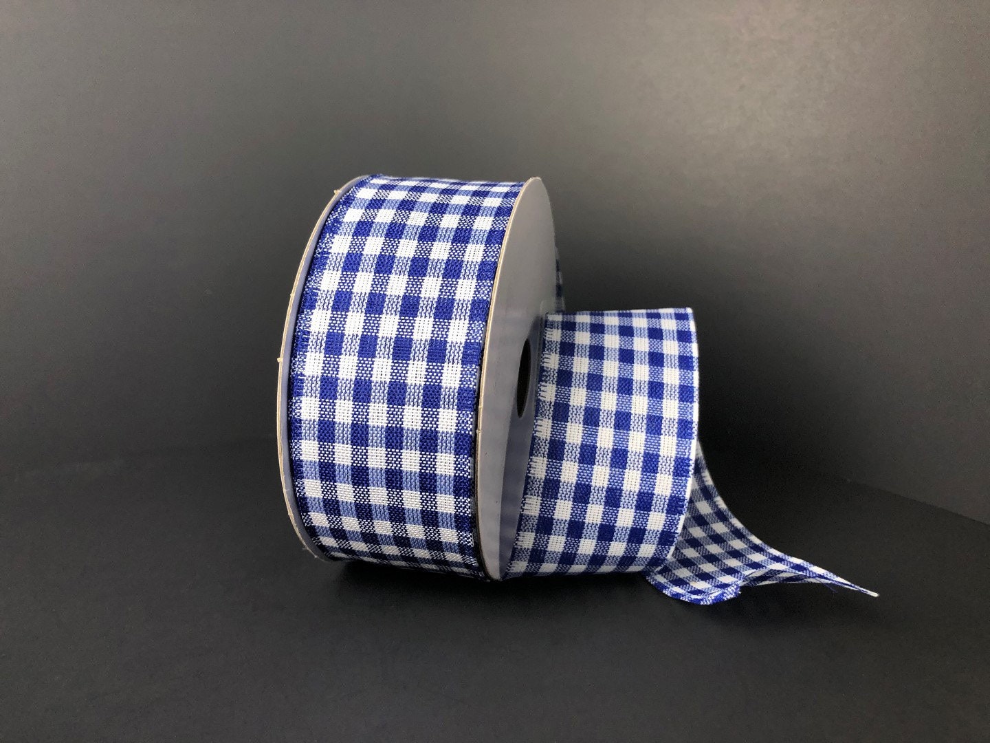 Reliant Linen Wired Royal Blue Checkered Ribbon | 1.5 x 10yd | Michaels