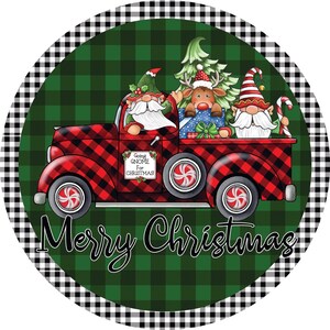 wreath attachment metal wreath sign gingerbread Christmas gingerbread wreath sign buffalo plaid wreath embellishment 8 inch round sign